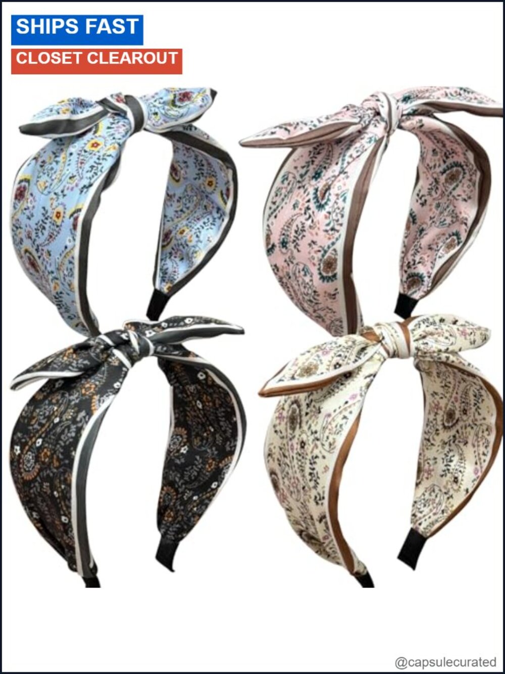 4 Pack Knotted Headbands with Rabbit Ear Bows for Women